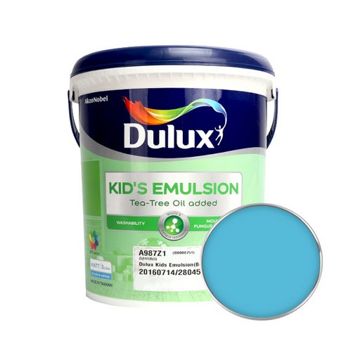 듀럭스 키즈 에멀전 무광 페인트 3L, Chelsea Blue, 1개