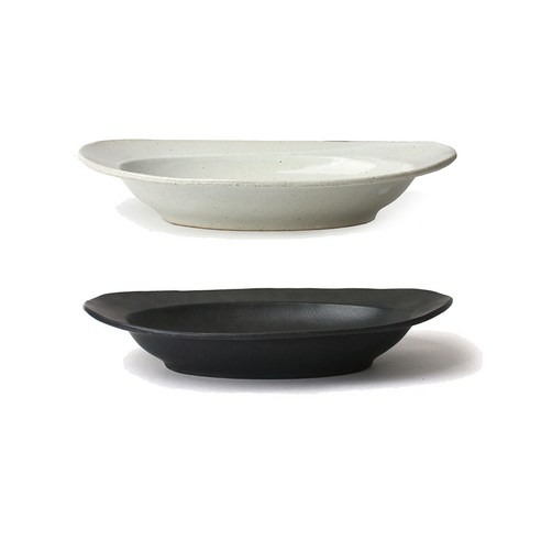 무경도자기 날개 타원볼 대, 화이트, 블랙, 1세트