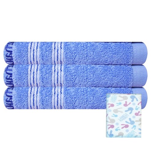 송월타월 아날도바시니 초크 수건 3p + 에어샤워 랜덤 발송, 파랑, 1세트