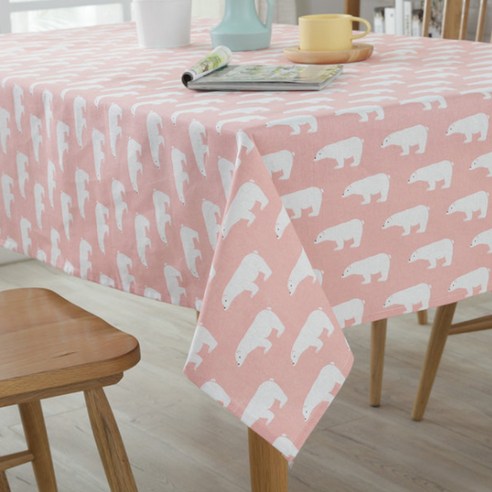 이코디 콜드베어 테이블 보, 핑크, 120 x 120 cm