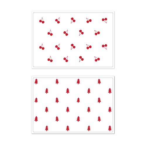서머스트 프루티 실리콘 테이블매트 레드체리 + 레드포레스트, 화이트, 425 x 295 mm