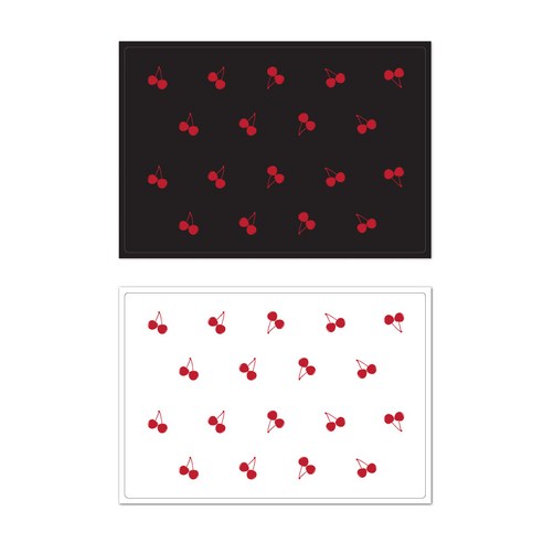 서머스트 프루티 실리콘 레드체리 테이블매트 2p, 화이트, 블랙, 425 x 295 mm
