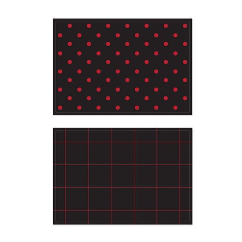 서머스트 프루티 실리콘 테이블매트 레드도트 + 레드체크, 블랙, 425 x 295 mm