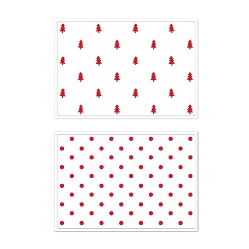 서머스트 프루티 실리콘 테이블매트 레드포레스트 + 레드도트, 화이트, 425 x 295 mm