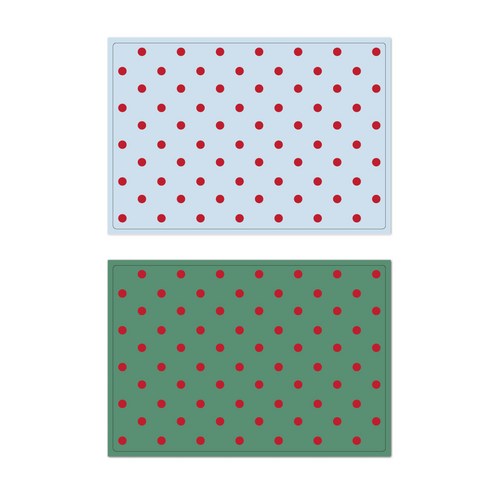 서머스트 프루티 실리콘 레드도트 테이블매트 2p, 스카이블루, 카키그린, 425 x 295 mm