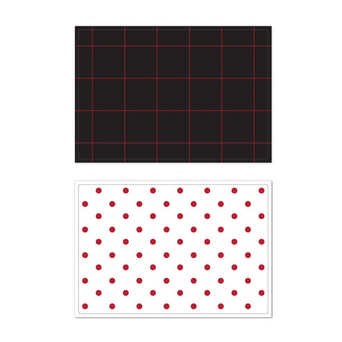 서머스트 프루티 실리콘 테이블매트 레드체크 + 레드도트, 화이트, 블랙, 425 x 295 mm