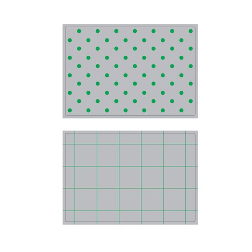 서머스트 실리콘 테이블매트 그린도트 + 그린체크, 그레이, 425 x 295 mm