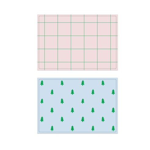 서머스트 실리콘 테이블매트 그린체크 + 그린포레스트, 인디핑크, 스카이블루, 425 x 295 mm