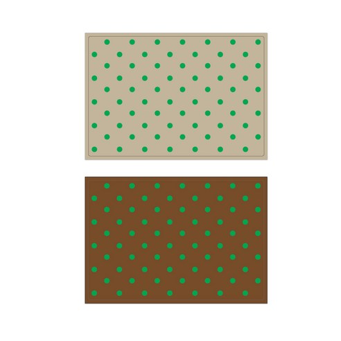 서머스트 실리콘 테이블매트 그린도트 + 그린도트, 베이지, 브라운, 425 x 295 mm