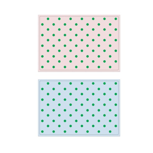 서머스트 실리콘 테이블매트 그린도트 + 그린도트, 인디핑크, 스카이블루, 425 x 295 mm