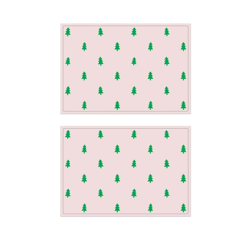 서머스트 실리콘 테이블매트 그린포레스트 2p, 인디핑크, 425 x 295 mm