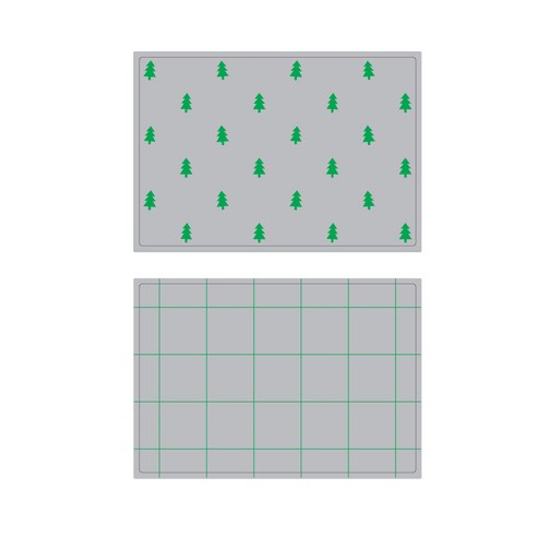 서머스트 실리콘 테이블매트 그린포레스트 + 그린체크, 그레이, 425 x 295 mm