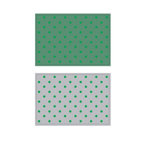 서머스트 실리콘 테이블매트 그린도트 + 그린도트, 카키그린, 그레이, 425 x 295 mm