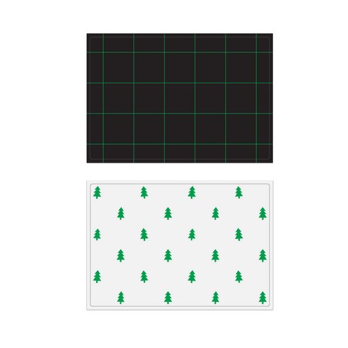 서머스트 실리콘 테이블매트 그린체크 + 그린포레스트, 블랙, 화이트, 425 x 295 mm