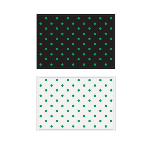 서머스트 실리콘 테이블매트 그린도트 + 그린도트, 블랙, 화이트, 425 x 295 mm