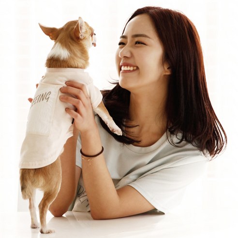 다솜 강아지 아일렛 박시 티, PINK