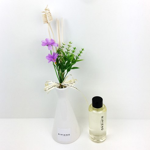 리피에노 디퓨저 화이트화병 + 실크플라워 조화 리드스틱3 + 리필액 100ml, 라임트리