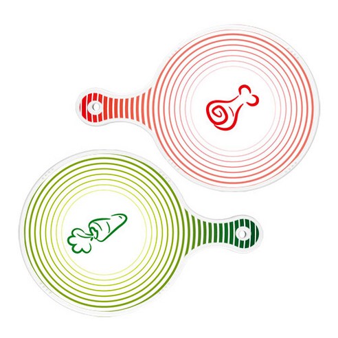 로엠디자인 원형 서빙 도마 보드 2p 고기라인레드 세트, 고기라인레드, 채소라인그린, 1세트