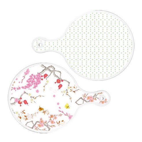 로엠디자인 원형 서빙 도마보드 심플패턴 2p세트, 심플패턴 + 로맨틱연지색floral, 1세트