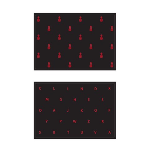 서머스트 실리콘 테이블매트 RED PINEAPPLE + RED ABC, 블랙, 425 x 295 mm