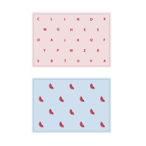 서머스트 실리콘 테이블매트 RED ABC + RED ORANGE, 인디핑크, 스카이블루, 425 x 295 mm