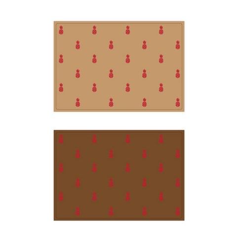 서머스트 실리콘 테이블매트 RED PINEAPPLE 2p, 베이지, 브라운, 425 x 295 mm