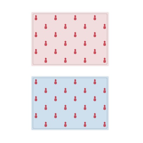 서머스트 실리콘 테이블매트 RED PINEAPPLE 2p, 인디핑크, 스카이블루, 425 x 295 mm
