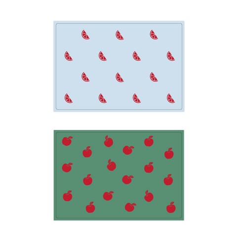 서머스트 실리콘 테이블매트 RED ORANGE + RED APPLE, 스카이블루, 카키그린, 425 x 295 mm