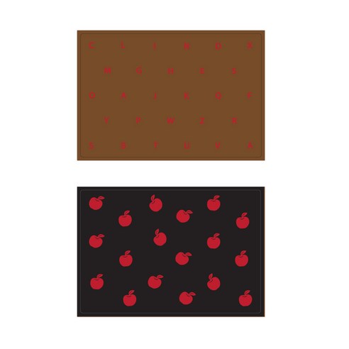 서머스트 실리콘 테이블매트 RED ABC + RED APPLE, 브라운, 블랙, 425 x 295 mm