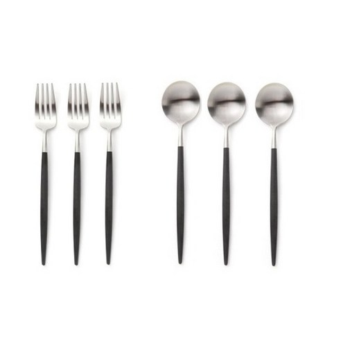 큐티폴 고아 디너 2종 3인 세트, 블랙, 포크 3p + 스푼 3p