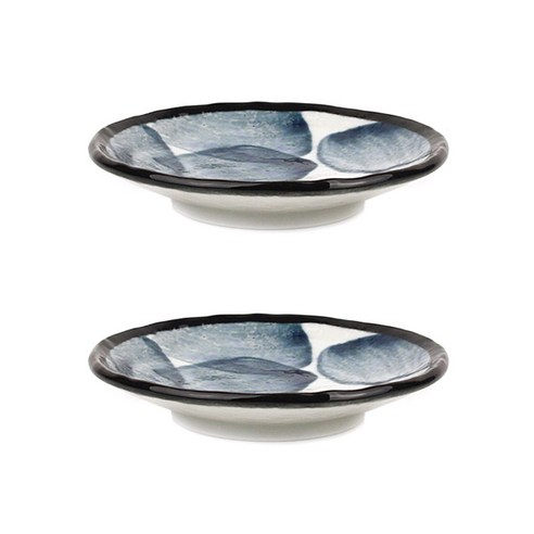 디어리빙 핸드페인팅 접시, 2개입, 접시 13.5cm 블루 x 2p