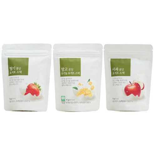 올가 과일퐁당 요거트스낵 16g, 딸기, 망고, 사과, 3개
