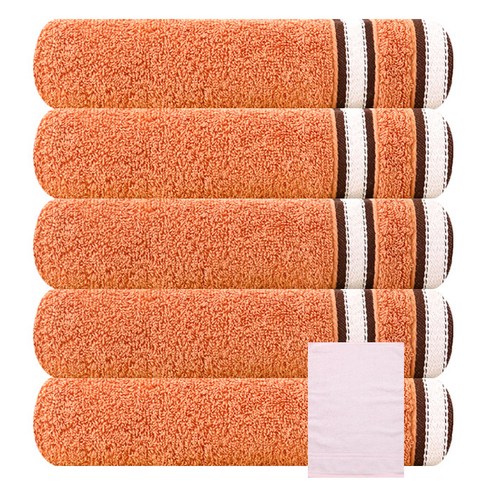 송월타월 하얀벨트 수건 5p + 컬러행주 랜덤 발송, 주황, 1세트