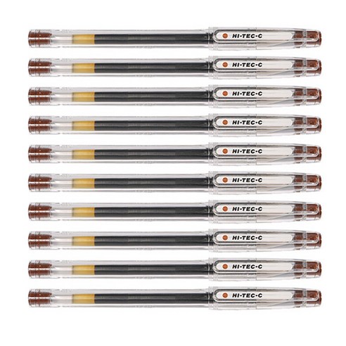 파이롯트 하이테크C 중성펜 0.4mm, 브라운(BN), 10개입