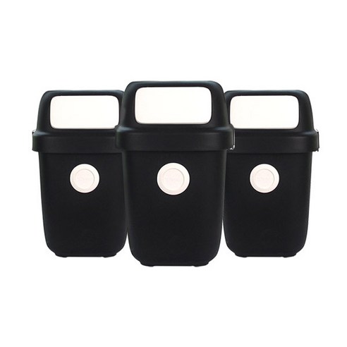 올리빙 도트 가정용 재활용 분리수거함 60L, 블랙, 3개입