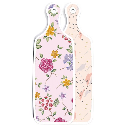 로엠디자인 양면 서빙 도마, 패턴자국, 로맨틱레드floral연분홍색, 1개