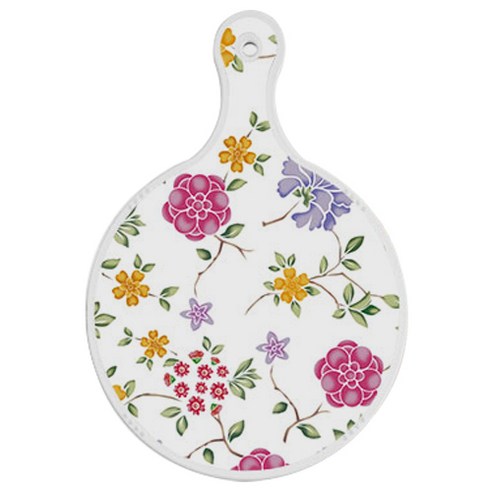 로엠디자인 양면 원형 서빙 도마 보드, 로맨틱레드floral화이트 + 아이스크림, 1개
