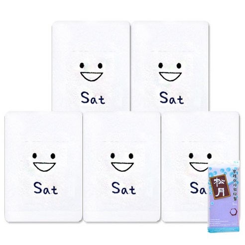 송월타월 요일기분 세면타올 5p + 후레쉬 샤워타올, 토, 보라, 1세트