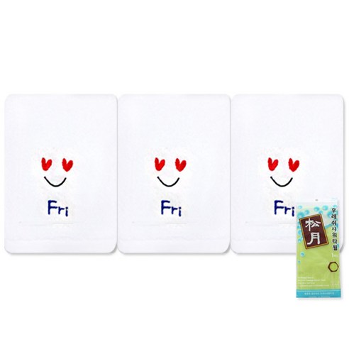 송월타월 요일기분 세면타올 3p + 후레쉬 샤워타올, 금, 연두, 1세트