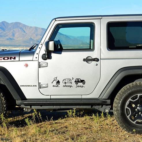 그리븐 Jeep 랭글러 데칼 캠핑 스티커 50094 30cm, 유광블랙, 1개