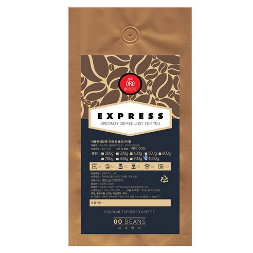 지오빈스 익스프레스 알로 원두커피, 1000g, 모카포트, 1개