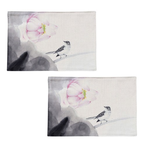 스토어33 새 동양화 키친 린넨 테이블매트 2p, A, 44 x 28 cm