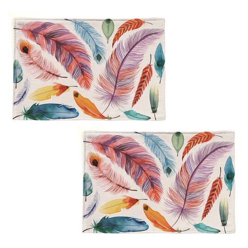 스토어33 깃털 디자인 키친 린넨 테이블매트 2p, B, 44 x 28 cm