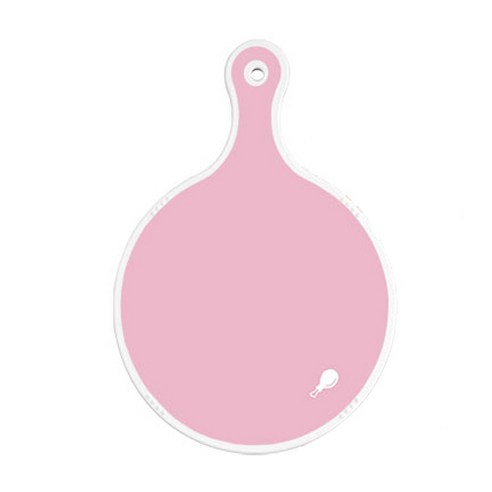 로엠디자인 양면 원형 서빙 도마 분홍, 훈색체크, 1개