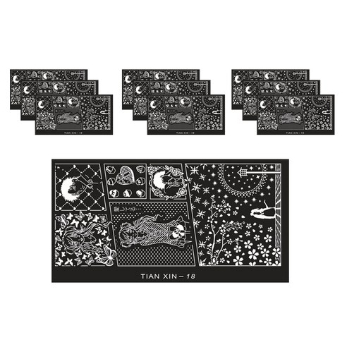 ARYKOTRADERS DIY 블루 네일 프린팅 스티커, Tian Xin 18, 10개입