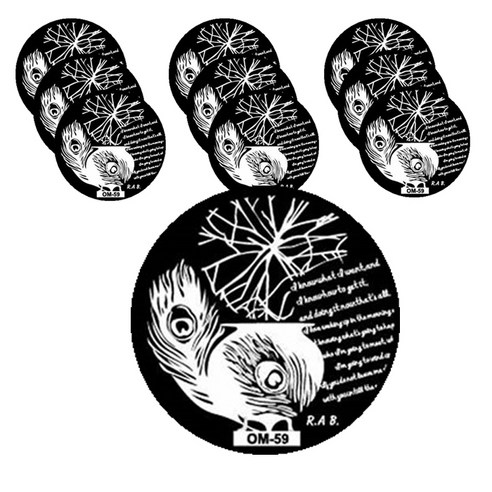 ARYKOTRADERS 네일 프린팅 DIY 필름 원형 템플릿, OM-59, 10개입