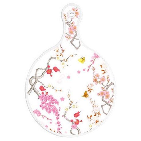 로엠디자인 양면 원형 서빙도마 보드 로맨틱연지색 floral, 발레, 1개