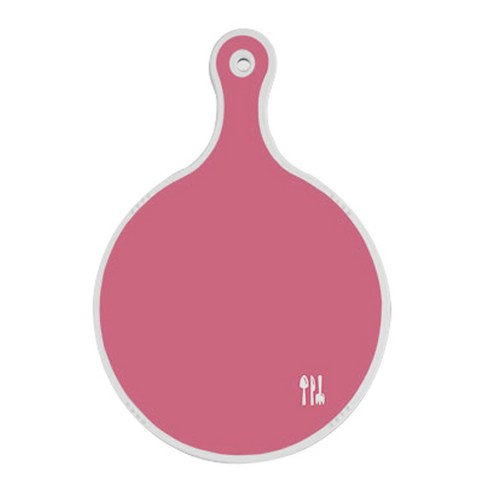 로엠디자인 양면 원형 서빙 도마 보드 핑크, 홍황색플라워, 1개