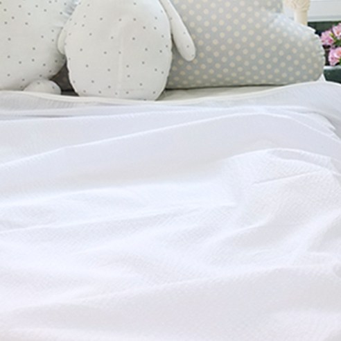 오즈맘 면 100% 리플 보들보들 유아 여름 블랭킷 중 90 x 110 cm, 화이트