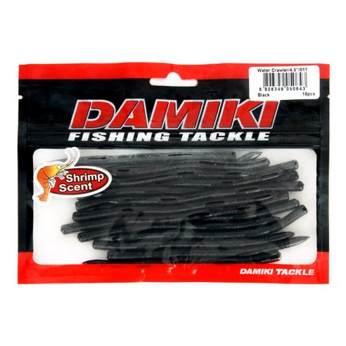 다미끼 워터 크로울러 웜 루어 4.5인치, 011 BLACK, 2.3g
